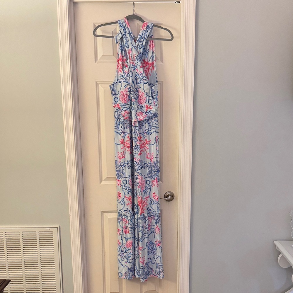 Lilly Pulitzer Blue and Pink Floral Maxi Dress - NWT